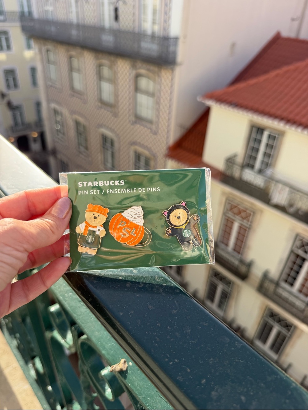 Starbucks Portugal Release Fall Bear & Pumpkin Pin Set - Orange, Green, Black - Picture 3 of 4